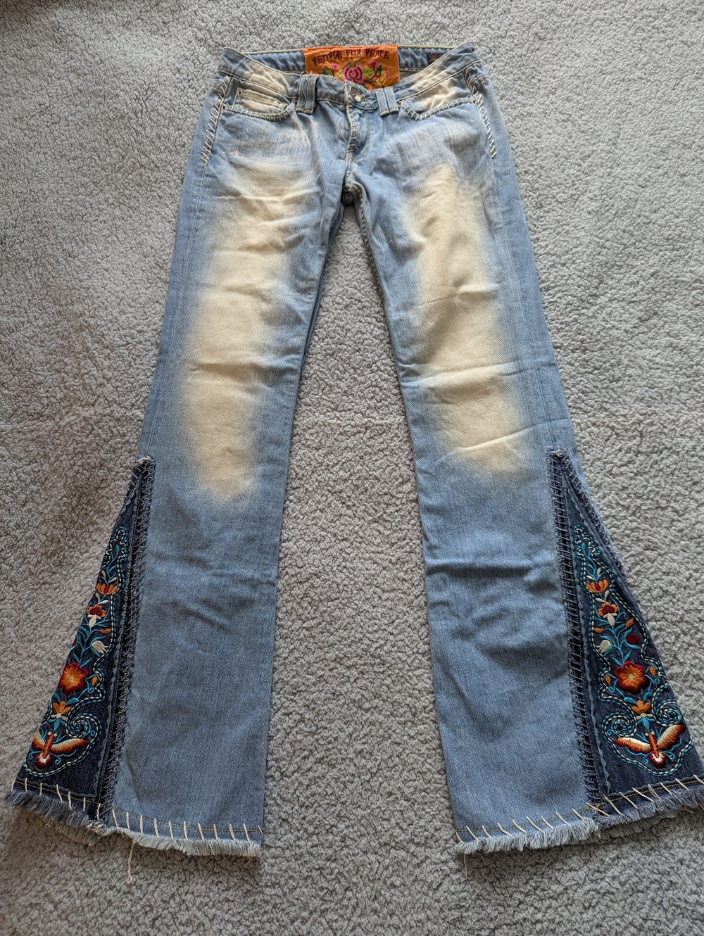 People For Peace Vintage Y2K Embroidered Flare Women's Jeans Sz.29x34